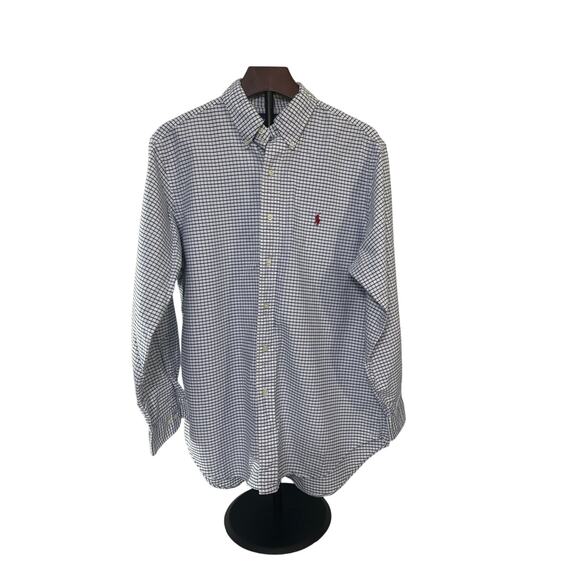 Ralph Lauren Other - Ralph Lauren Vintage Blue White Check Pony Logo Button Down Shirt Size 16 32/33